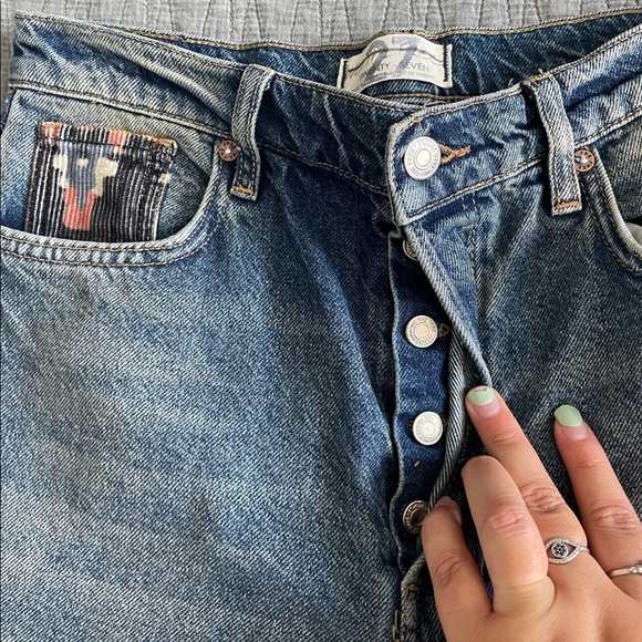 NWOT We the Free Rocky Mountain Straight Leg High Rise Button Fly Jeans Size 27 - Picture 12 of 16